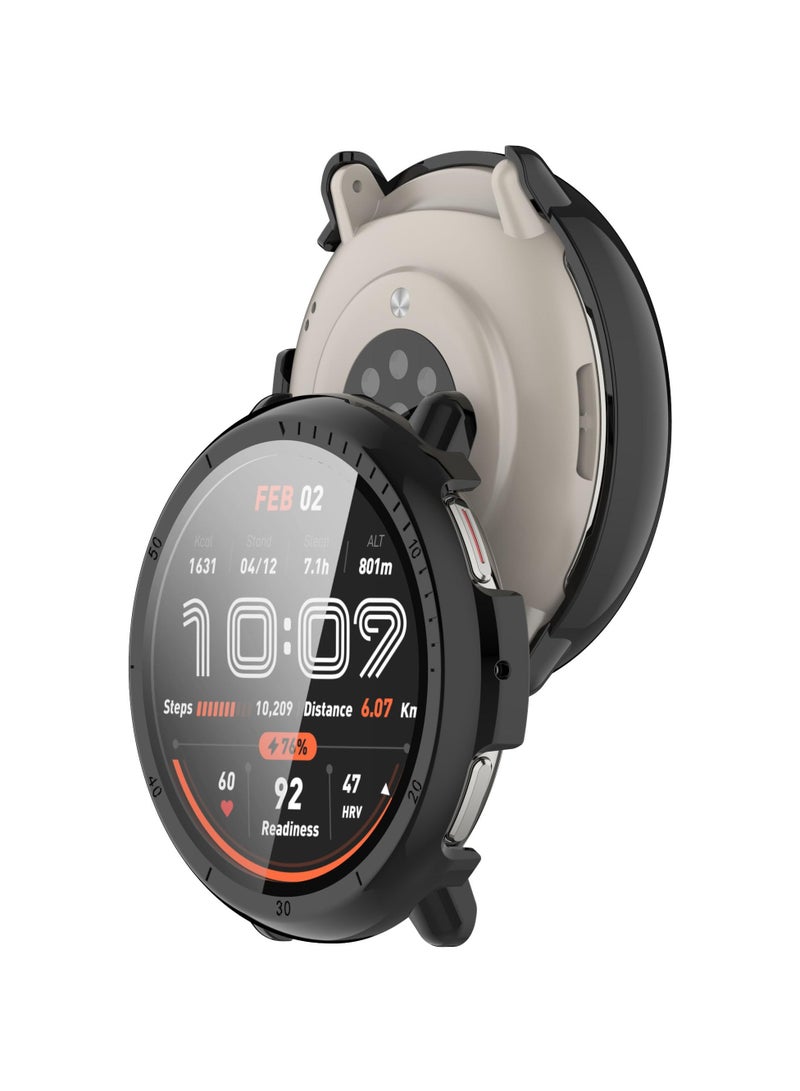 Case for Amazfit Active 2 Hard PC + Tempered Screen Film Integrated Dust-Proof Watch Cover Compatible with Amazfit Active 2 (Black)  - Image 4