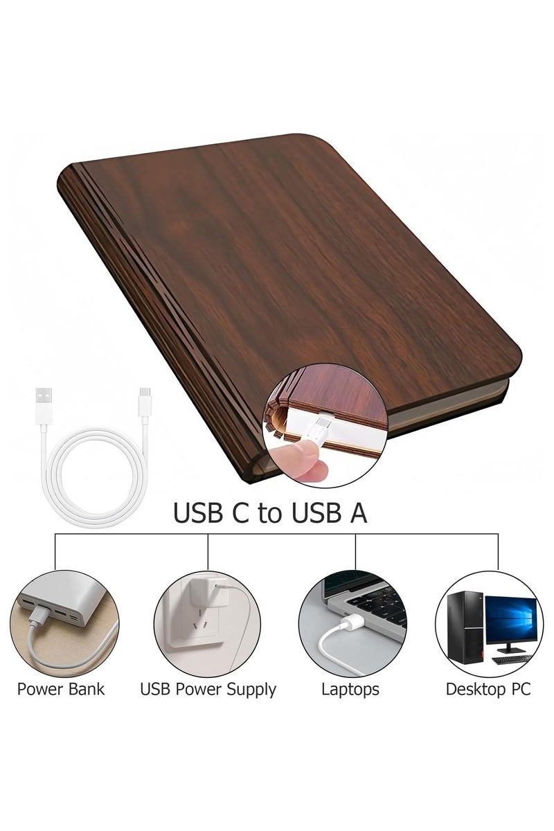 CMGTYYD. مصباح كتاب خشبي، مصباح كتاب قابل للطي LED مغناطيسي قابل لإعادة الشحن عبر USB إضاءة مزاجية إضاءة ليلية إبداعية للديكور، أضواء زخرفية عملية وجميلة (12 * 9 * 2.5 سم) - Image 4