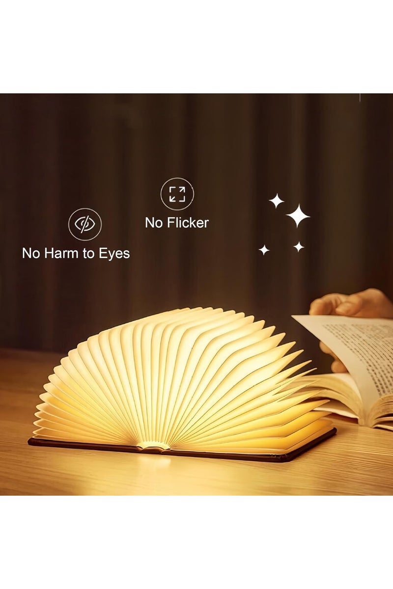 CMGTYYD. مصباح كتاب خشبي، مصباح كتاب قابل للطي LED مغناطيسي قابل لإعادة الشحن عبر USB إضاءة مزاجية إضاءة ليلية إبداعية للديكور، أضواء زخرفية عملية وجميلة (12 * 9 * 2.5 سم) - Image 5