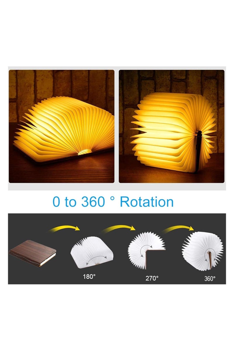 CMGTYYD. مصباح كتاب خشبي، مصباح كتاب قابل للطي LED مغناطيسي قابل لإعادة الشحن عبر USB إضاءة مزاجية إضاءة ليلية إبداعية للديكور، أضواء زخرفية عملية وجميلة (12 * 9 * 2.5 سم) - Image 3