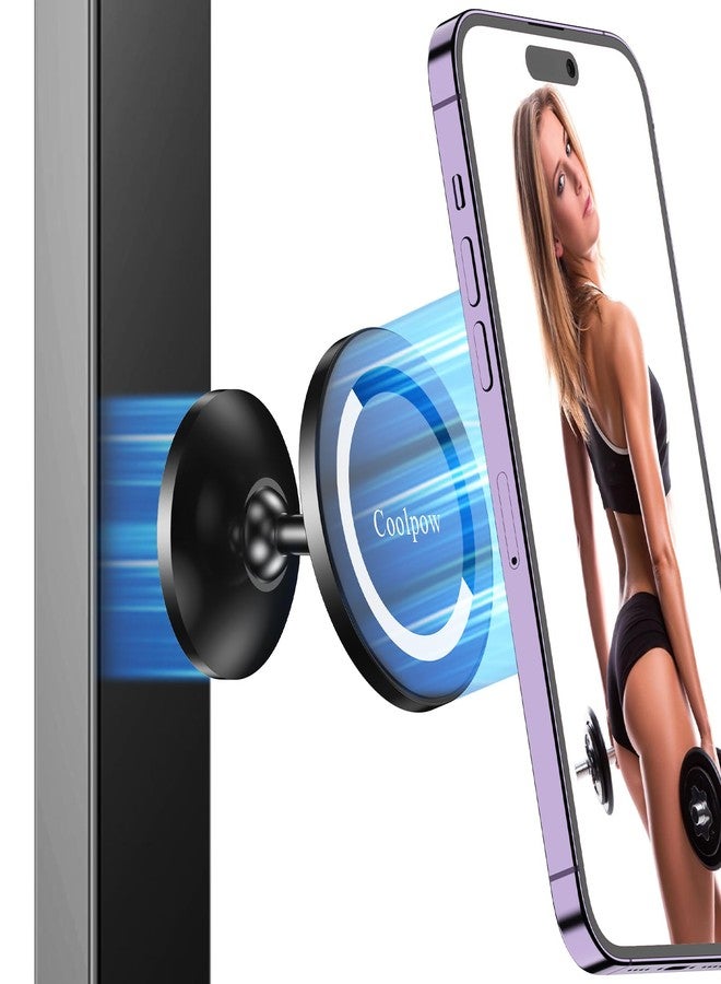 Coolpow Gym Magnetic Phone Holder Mount for MagSafe【All Metal】Dual Magnetic Phone Holder for Gym Accessories Attach to Metal Surface, Gym Phone Holder Magnet for iPhone 16 15 14 13 Pro Max Gift for Men Women - Image 2