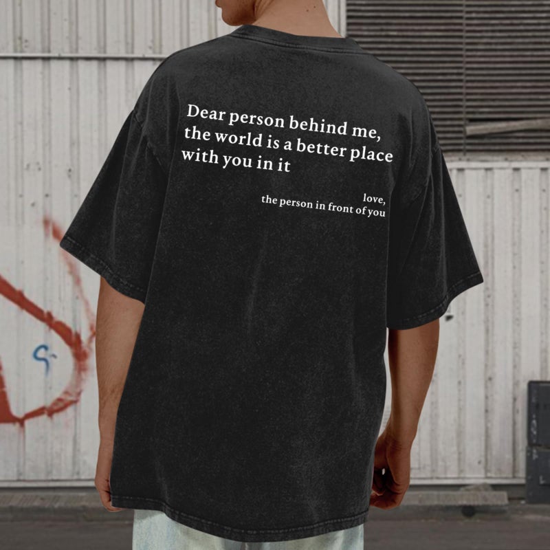 Lubpow Dear Person Behind Me Shirt You are Enough Tshirts for Men Oversized Inspirational Positive Tees Vintage Graphic Tops(Black,2XL) - Image 3