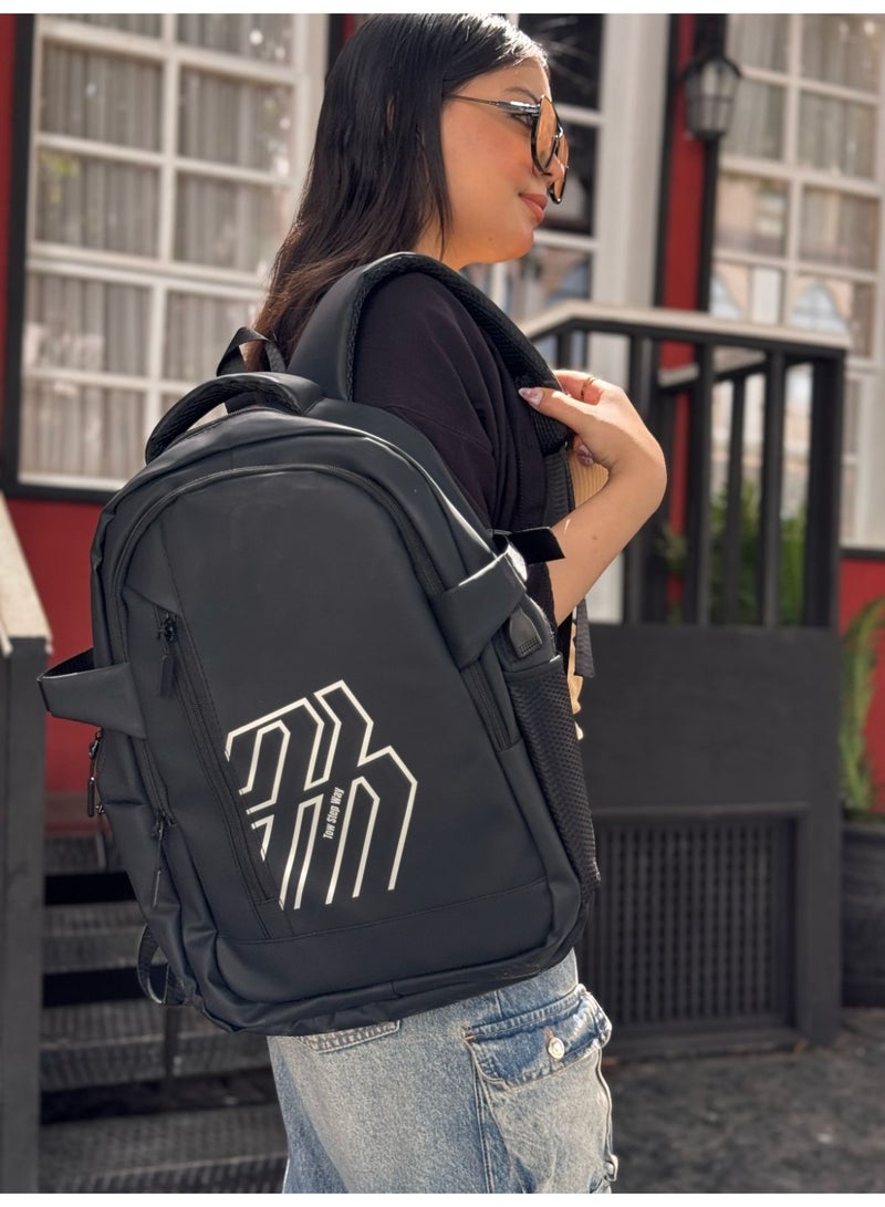 Sport Laptop Backpack 15.6 Inch – Casual & Travel Laptop Bag with USB Port, Anti-Theft Pocket, Lightweight & Waterproof Backpack for College, Work, Gym, and Daily Use (Black) - Image 2