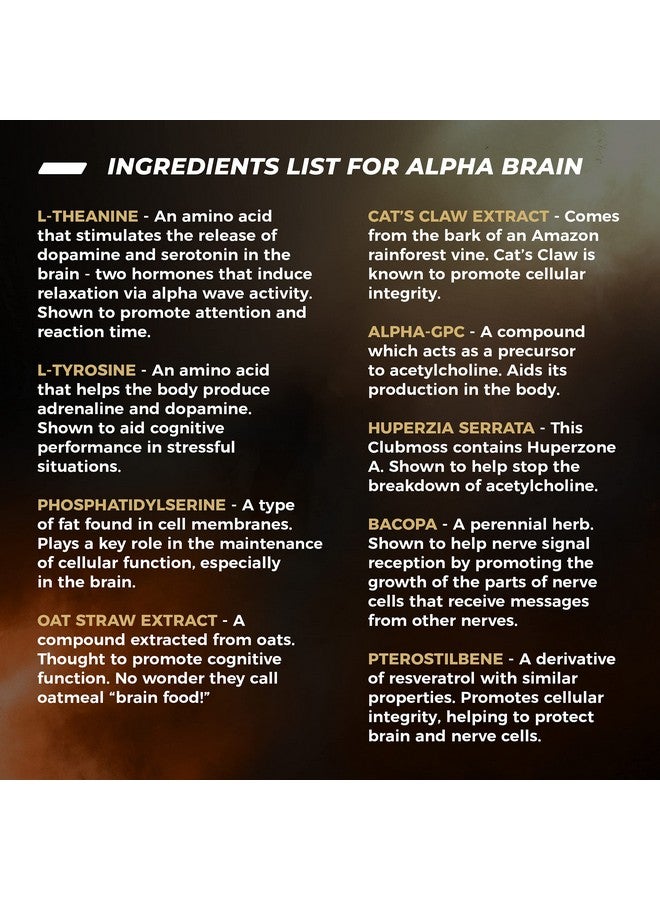 Onnit ONNIT Alpha Brain Premium Nootropic Brain Supplement - Caffeine-Free Focus Capsules for Concentration, Brain Booster & Memory Support - Cat's Claw, Bacopa, Oat Straw (30ct 2-Pack)  - Image 3