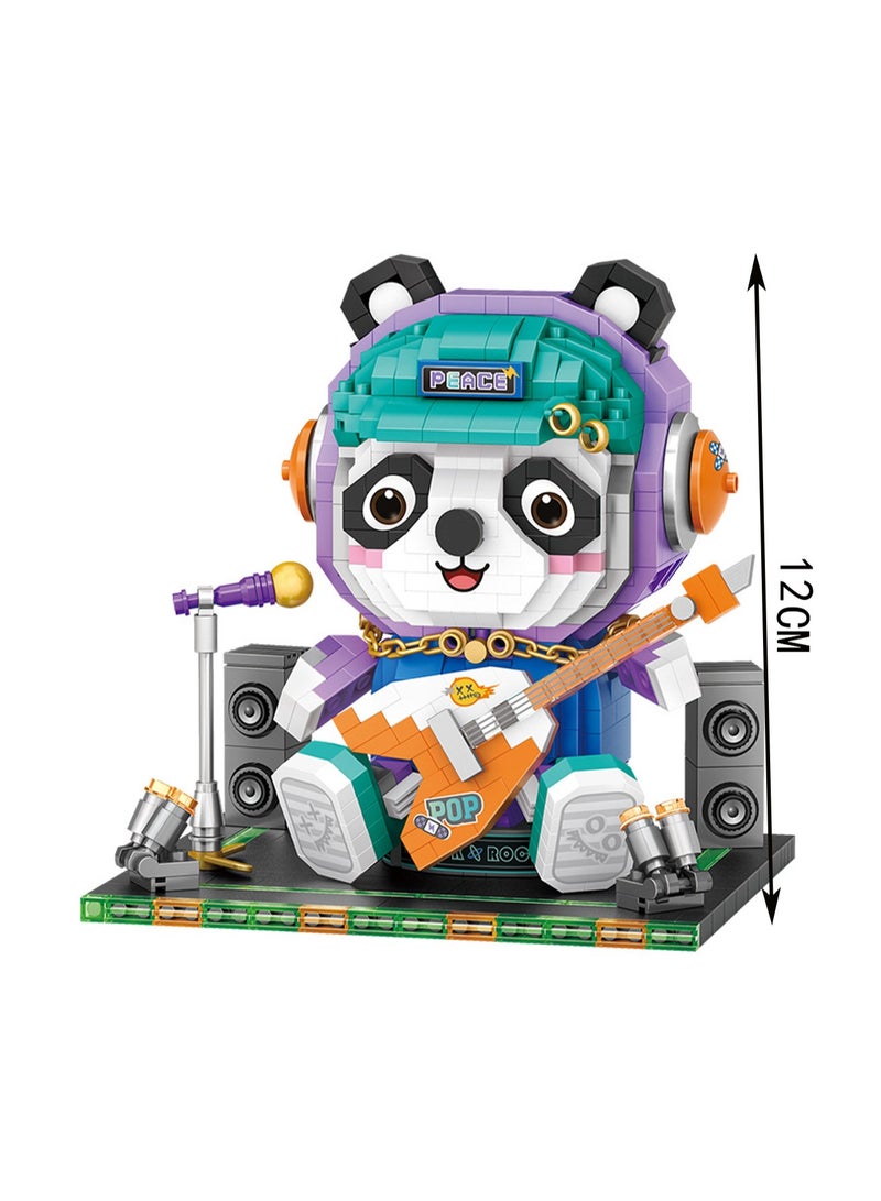 1060pcs Panda Singer Singing And Playing Model Assembly Model Ornaments Building Blocks Toys, Children'S Educational Game Gifts - Image 3