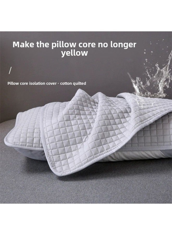 Pillow Isolation Cover Anti-saliva Head Oil Washable Isolation Layer Pillow Inner Pillow Solid Color Three-layer Waterproof Yellow Breathable-Color:1 Off-white [48*72cm] - Image 3