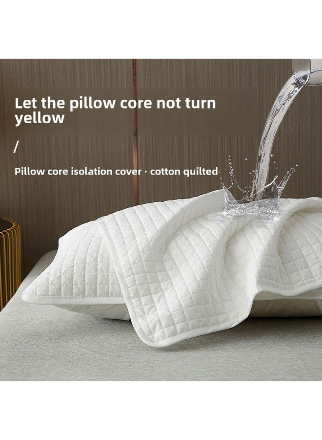 Pillow Isolation Cover Anti-saliva Head Oil Washable Isolation Layer Pillow Inner Pillow Solid Color Three-layer Waterproof Yellow Breathable-Color:1 Off-white [48*72cm] - Image 1