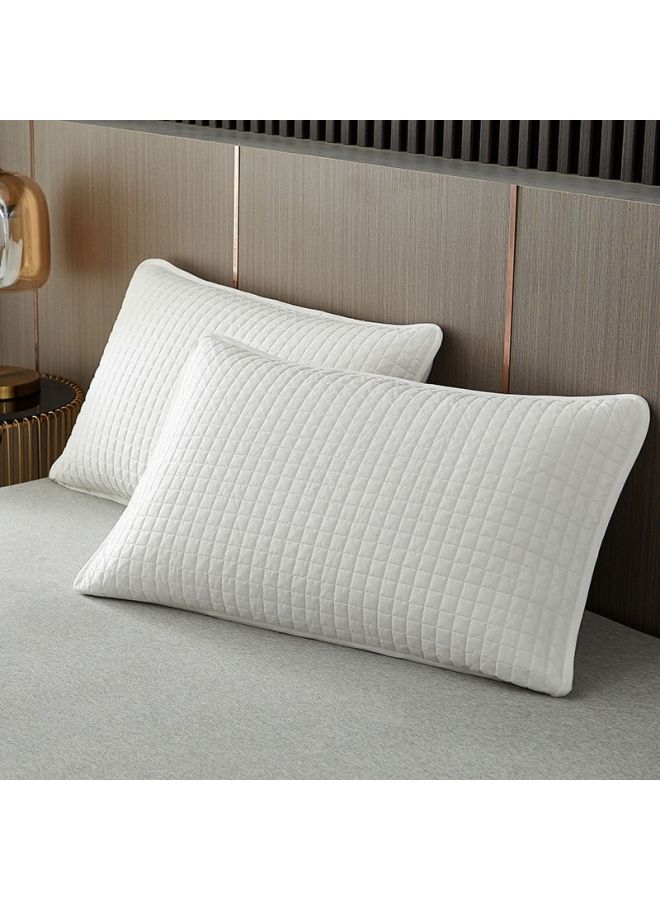 Pillow Isolation Cover Anti-saliva Head Oil Washable Isolation Layer Pillow Inner Pillow Solid Color Three-layer Waterproof Yellow Breathable-Color:1 Off-white [48*72cm] - Image 2