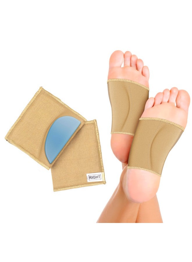 FOVERA Plantar Fasciitis Gel Arch Support Cotton Sleeves Pair for Foot Pain, Fallen Arches, Achy Feet Problems for Men and Women (Brown, L Size, 1 Pair) - Image 1