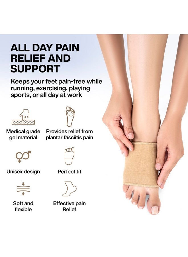 FOVERA Plantar Fasciitis Gel Arch Support Cotton Sleeves Pair for Foot Pain, Fallen Arches, Achy Feet Problems for Men and Women (Brown, L Size, 1 Pair) - Image 3