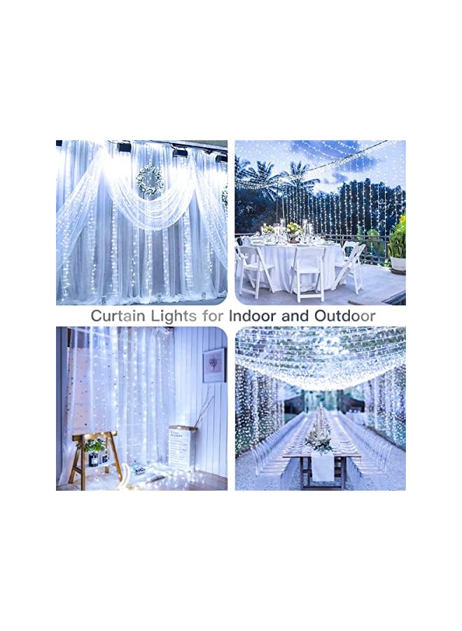 The Bros أضواء الستائر، 300LED 3×3م أضواء خيط الستائر مع جهاز تحكم عن بعد، 8 أوضاع إضاءة قابلة للتعتيم مؤقت أضواء الستائر LED، أضواء خيالية تعمل بالطاقة عبر USB لتزيين غرفة النوم، الحفلات، الزفاف، المنزل - Image 3