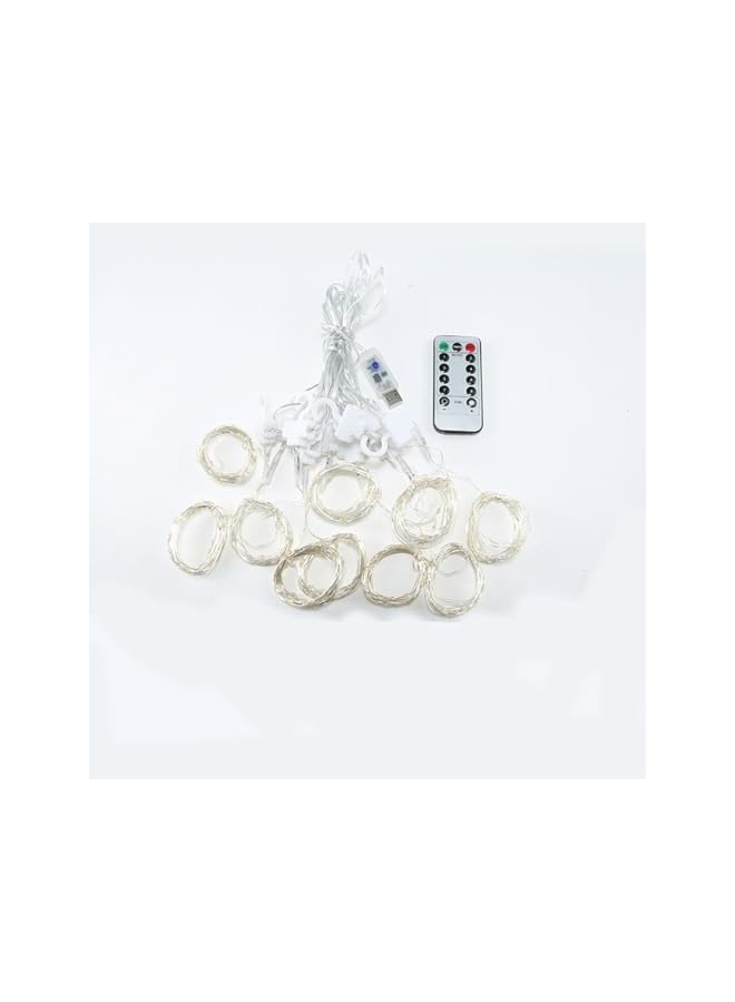 The Bros أضواء الستائر، 300LED 3×3م أضواء خيط الستائر مع جهاز تحكم عن بعد، 8 أوضاع إضاءة قابلة للتعتيم مؤقت أضواء الستائر LED، أضواء خيالية تعمل بالطاقة عبر USB لتزيين غرفة النوم، الحفلات، الزفاف، المنزل - Image 4