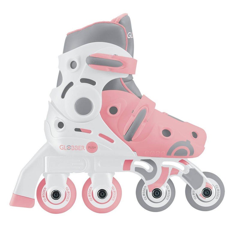 Globber Learning 2-in-1 Inline and Quad Combo Skates (S/M, EU 29-32, Pink/Grey) - Image 3