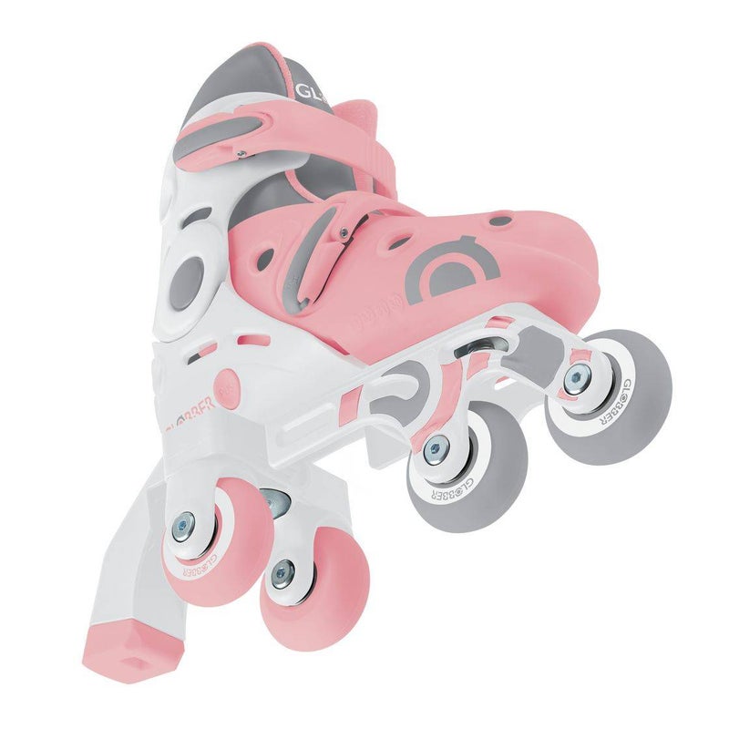 Globber Learning 2-in-1 Inline and Quad Combo Skates (S/M, EU 29-32, Pink/Grey) - Image 4