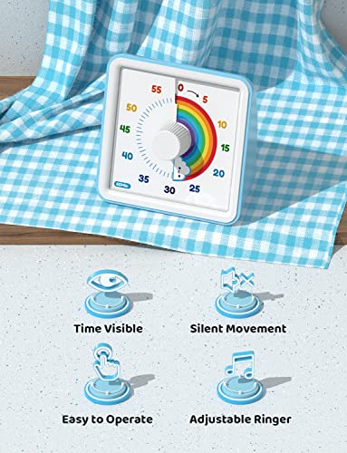 LIORQUE 60 Minute Visual Timer for Kids, Visual Countdown Timer for Classroom Office Kitchen with 'Rainbow' Pattern Design, Pomodoro Timer with Silent Operation (Batteries Included) - Image 4