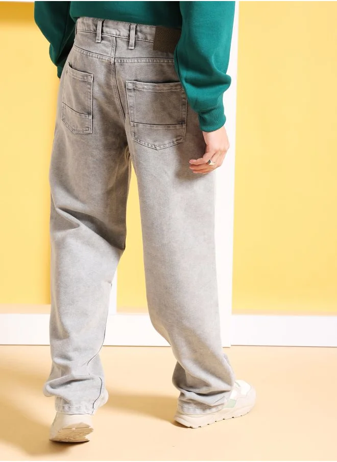 The Indian Garage Co Men Baggy Solid Mid-Rise Carpenter Denim