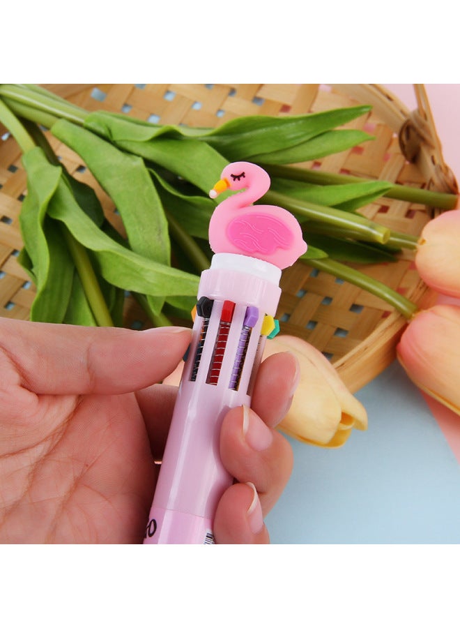 Autonomy Creative Stationery Ten Color Ballpoint Pen Cartoon Student Color Hand Account Pen Girl Heart Multi-color Press Ballpoint Pen - Image 3