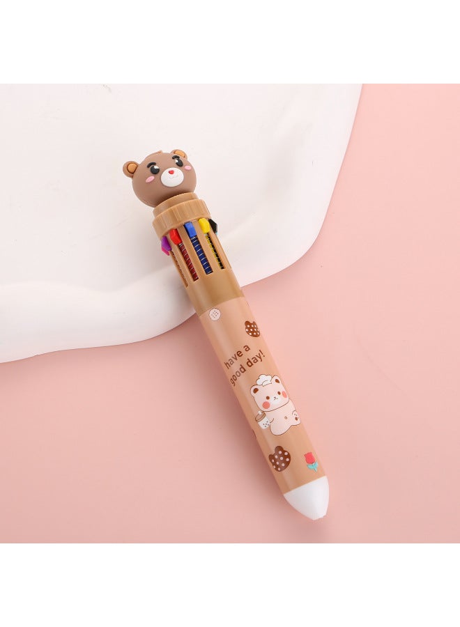 Autonomy Creative Stationery Ten Color Ballpoint Pen Cartoon Student Color Hand Account Pen Girl Heart Multi-color Press Ballpoint Pen - Image 1