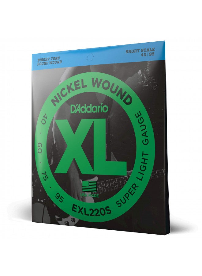 D'Addario D'Addario Bass Guitar Strings - XL Nickel Bass Strings - EXL220S - Perfect Intonation, Consistent Feel, Powerful Durability - For 4 String Bass Guitars - 40-95 Super Light, Short Scale  - Image 1