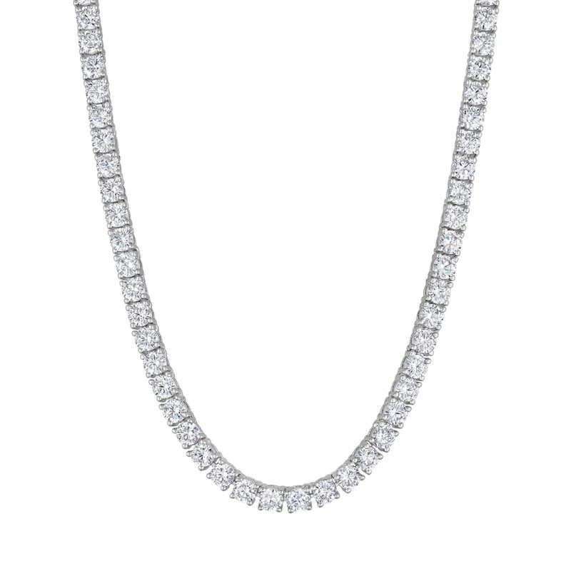 KISPER Tennis Necklace for Women 14K White Gold Plated 3mm Cubic Zirconia Diamond Chain Adjustable 15-18" 4-Prong Setting Classic - Image 1