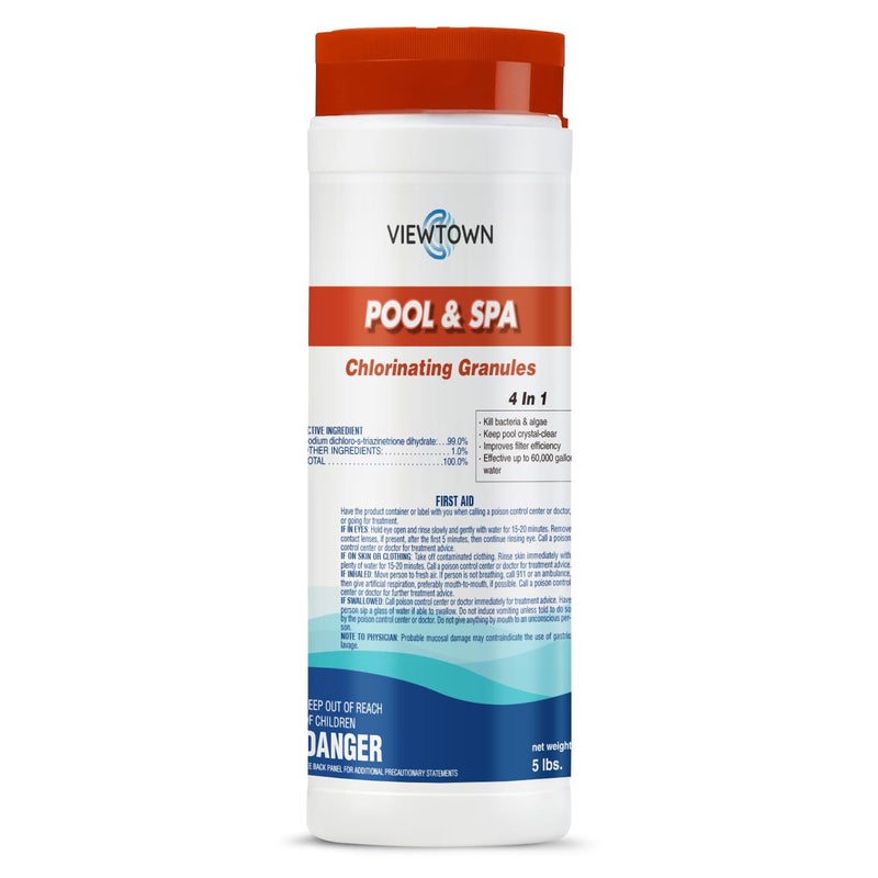 VIEWTOWN 5Lbs Chlorinating Granules for Pools, Spas & Hot Tubs â€“ Kills Bacteria & Algae, Fast-Dissolving Formula - Image 1