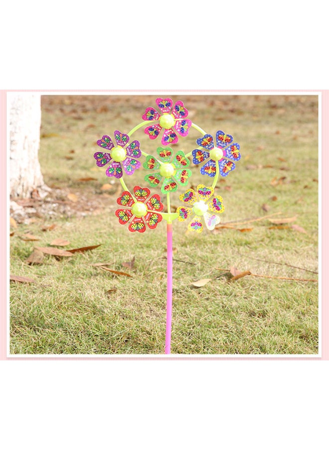 Children's Cartoon 6 Wheel Smiley Windmill Traditional Windmill Toy Square Colorful Decoration Diy Windmill Stall Toy-Color:6 Round Round Wheel Smiling Face Windmill  - Image 5