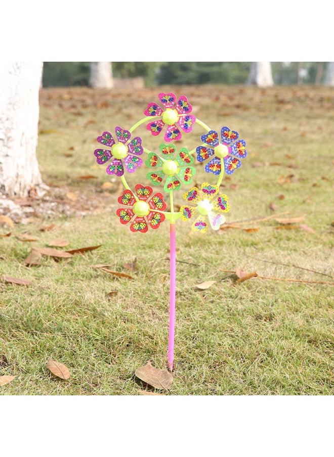 Children's Cartoon 6 Wheel Smiley Windmill Traditional Windmill Toy Square Colorful Decoration Diy Windmill Stall Toy-Color:6 Round Round Wheel Smiling Face Windmill  - Image 1