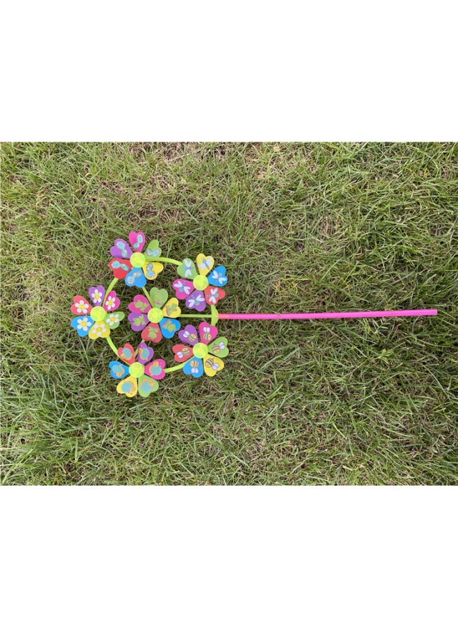Children's Cartoon 6 Wheel Smiley Windmill Traditional Windmill Toy Square Colorful Decoration Diy Windmill Stall Toy-Color:6 Round Round Wheel Smiling Face Windmill  - Image 3