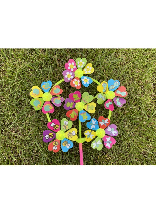 Children's Cartoon 6 Wheel Smiley Windmill Traditional Windmill Toy Square Colorful Decoration Diy Windmill Stall Toy-Color:6 Round Round Wheel Smiling Face Windmill  - Image 4