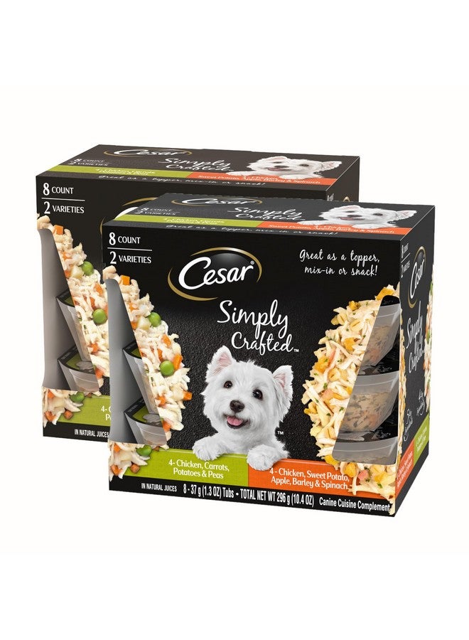 CESAR SIMPLY CRAFTED Adult Soft Wet Dog Food Meal Topper Variety Pack, Chicken, Carrot, Potato & Peas and Chicken, Sweet Potato, Apple, Barley & Spinach, 8 Count(Pack of 2) - Image 1