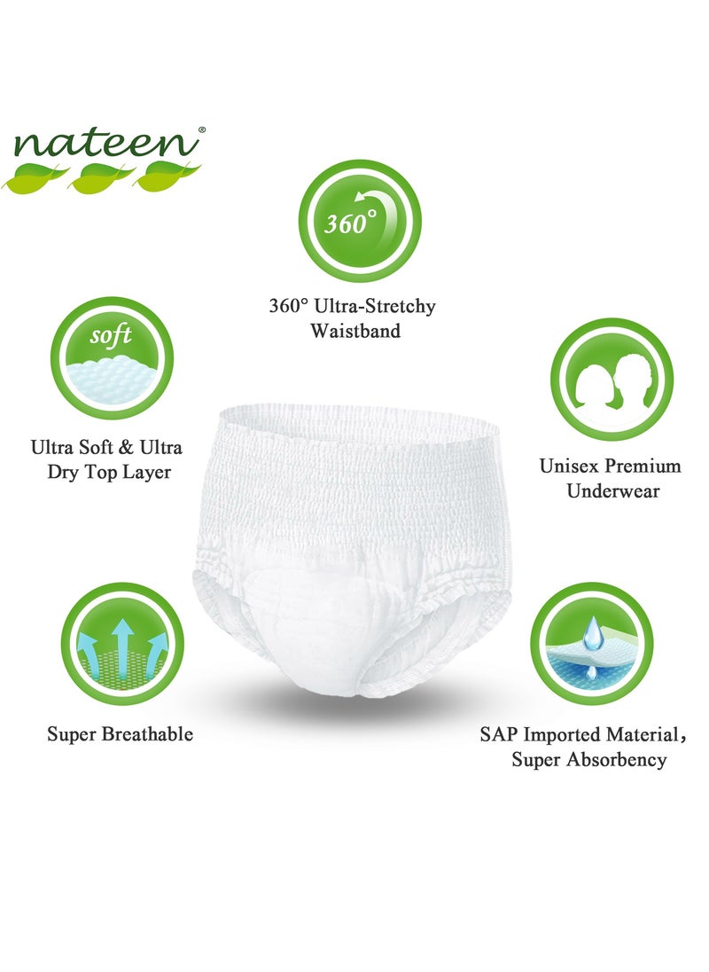 nateen Nateen Hospeen Adult Diaper Pants size Medium, Adult pull ups for light Incontinence, period pants for heavy flow, super comfort fit women panty for postpartum, waist size 60-110cm, Day 40 counts.  - Image 3