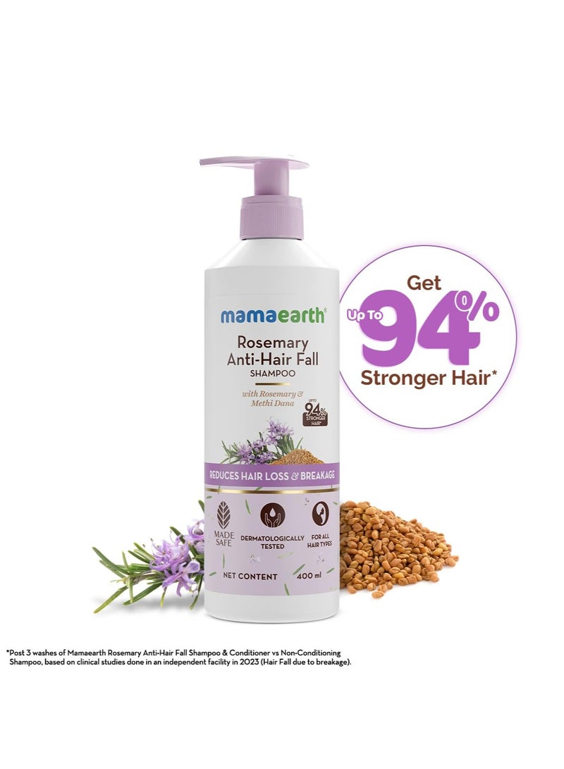 Mama Earth Rosemary Anti-Hair Fall Shampoo With Rosemary & Methi Dana For Reducing Hair Loss & Breakage-400 Grams Up To 94% Stronger Hair* Up To 93% Less Hair Fall For Men&Women - Image 2
