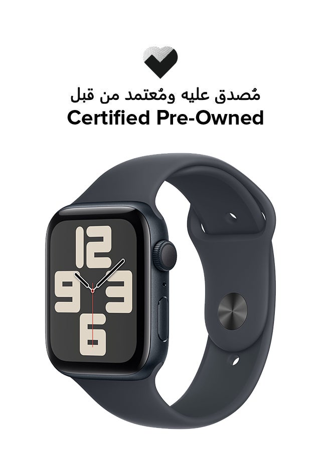 ابل  ساعة SE (2024) GPS 44mm بحالة ألومنيوم منتصف الليل معتمدة مسبقاً - Image 1