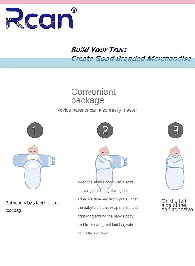 Rcan 3 PCS Baby Swaddle Blanket with Hat Set Cotton Newborn Swaddle Wrap Adjustable Wearable Swaddle Sleeping Bag Anti-Kicking Quilt Baby Wrap for 0-6 months Little Baby  - Image 5
