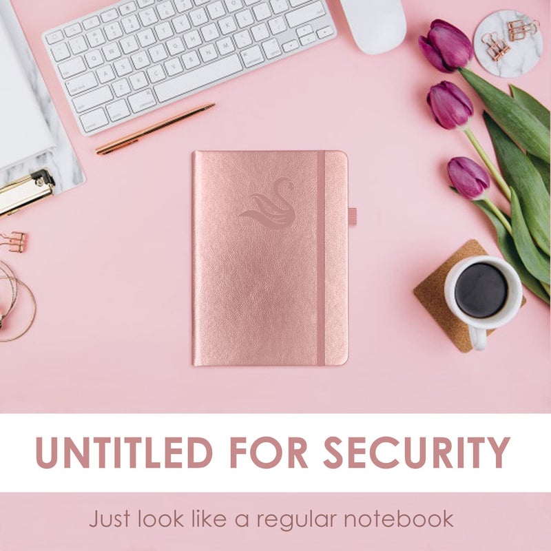 Jxselect Elegant Password Book with Alphabetical Tabs - Hardcover Password Book for Internet Website Address Login - 5.2" x 7.6" Password Keeper and Organizer w/Notes Section & Back Pocket (Rose Gold) - Image 2