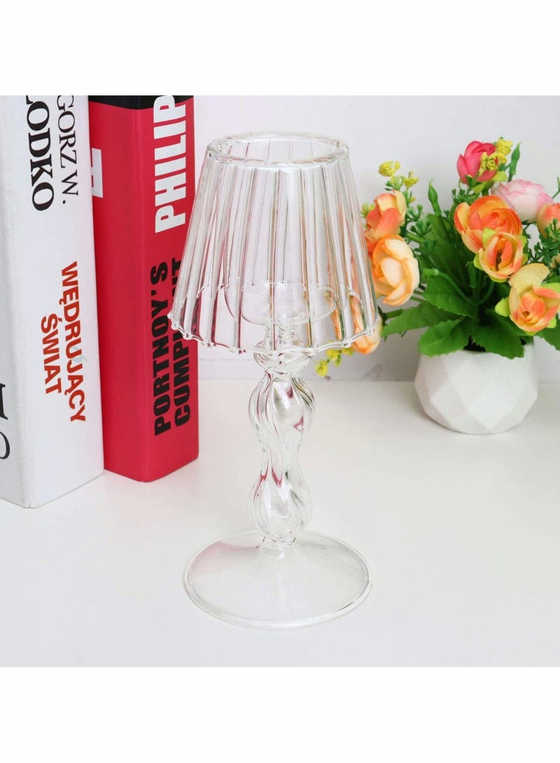 KASTWAVE Glass Tea Light Candle Holder Desk Lamp Shape Candle Holder Table Candle Holder Decoration Twisting Pattern - Image 5