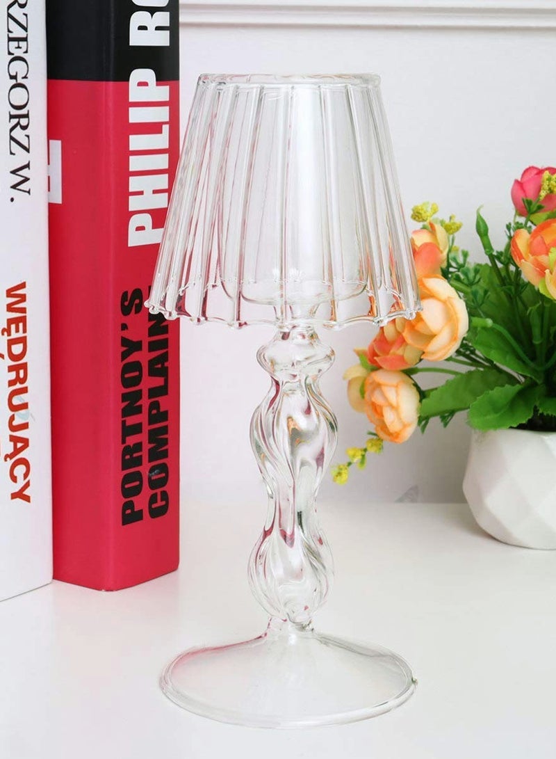 KASTWAVE Glass Tea Light Candle Holder Desk Lamp Shape Candle Holder Table Candle Holder Decoration Twisting Pattern - Image 3