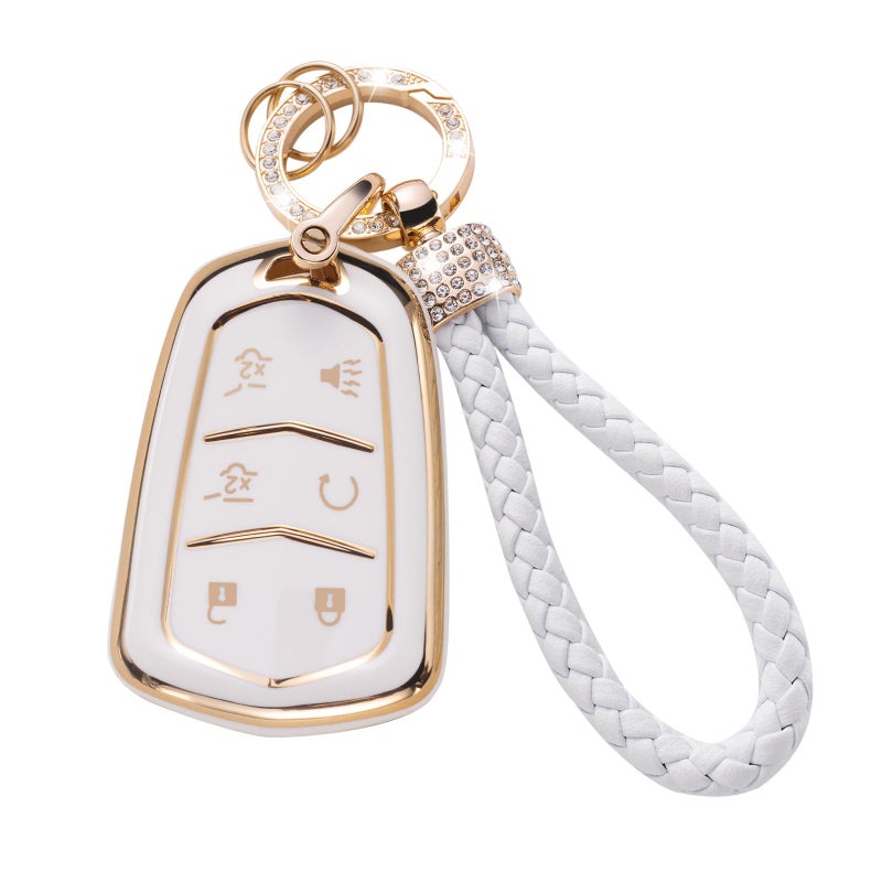 Gematay Cadillac Key Fob Cover TPU Case for Escalade CTS SRX XT5 ATS CT6 White Black SUV Passenger Car - Image 3