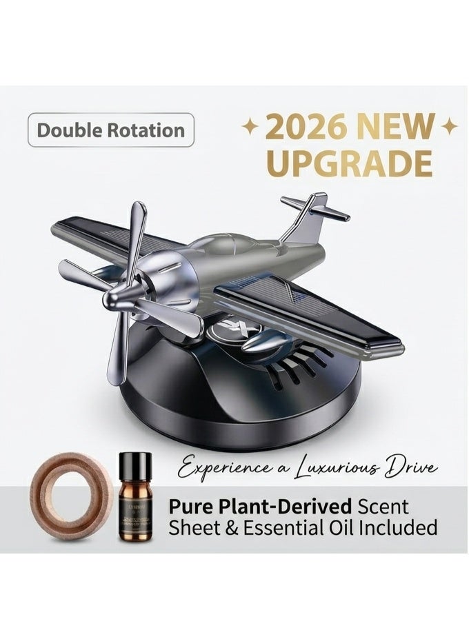 SolidX Solar Powered Stylish Double Rotating Helicopter Car Dashboard Air Freshener I Aircraft Car Dashboard Interior Decoration with Perfume Liquid & Organic Fragrance I C100 - AF-HS-5226-BK - Image 2
