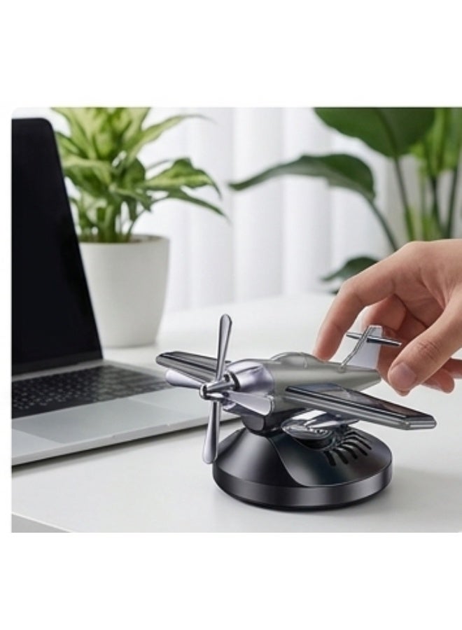 SolidX Solar Powered Stylish Double Rotating Helicopter Car Dashboard Air Freshener I Aircraft Car Dashboard Interior Decoration with Perfume Liquid & Organic Fragrance I C100 - AF-HS-5226-BK - Image 3