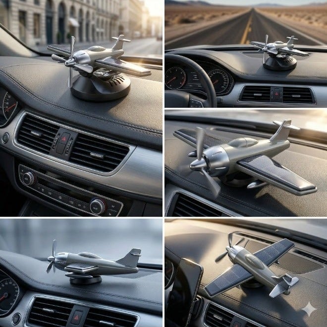SolidX Solar Powered Stylish Double Rotating Helicopter Car Dashboard Air Freshener I Aircraft Car Dashboard Interior Decoration with Perfume Liquid & Organic Fragrance I C100 - AF-HS-5226-BK - Image 5