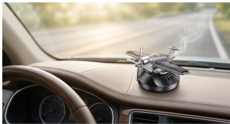 SolidX Solar Powered Stylish Double Rotating Helicopter Car Dashboard Air Freshener I Aircraft Car Dashboard Interior Decoration with Perfume Liquid & Organic Fragrance I C100 - AF-HS-5226-BK - Image 4