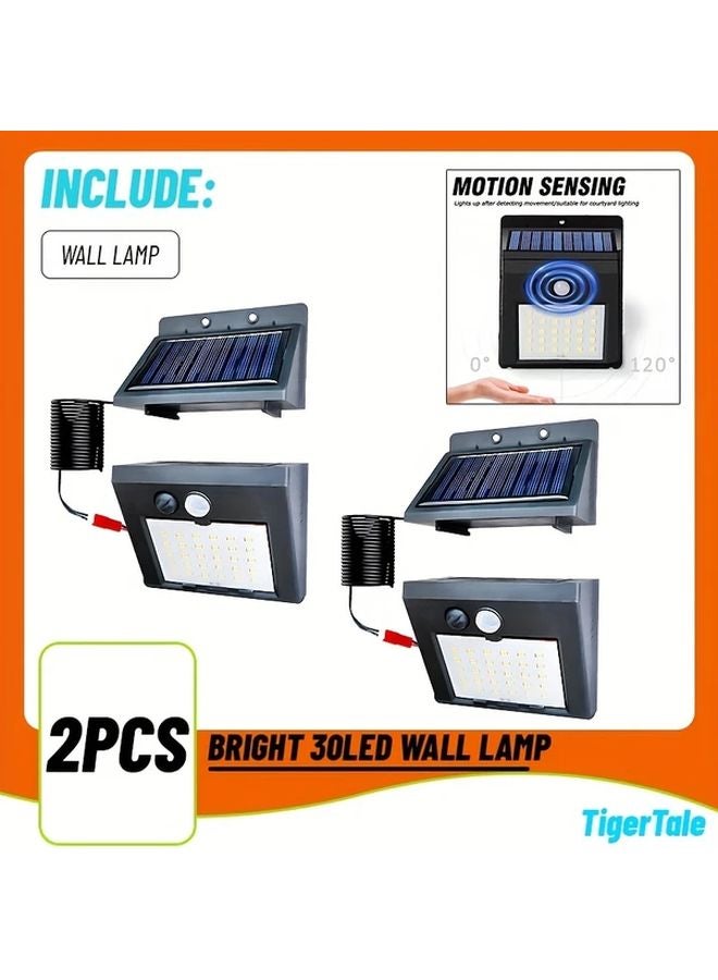 2pcs Solar Powered Outdoor Security Lights Motion Sensor Auto On Off 3LEDs - Image 1