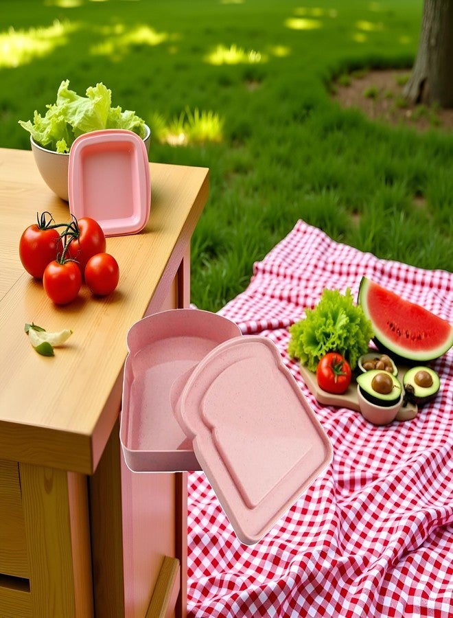 WLngtv Pink Sandwich Containers, Toast Shape Sandwich Box Food Storage Case Plastic Sandwich Keeper Bread Container for Family or Adults(5.12 * 4.84 * 1.46in) - Image 4