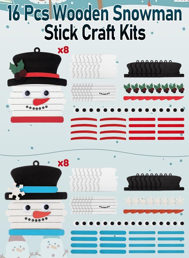 Big Gun Biggun 16 Pcs Snowman Stick Craft Kits for Christmas Tree Decorations - Christmas Crafts Ornament for Kids Adults Home Classroom Xmas Activities Party Favors - Image 2