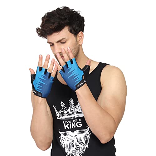 BURNLAB Flex Gym Gloves for Men and Women - Ideal for Weightlifting, Cycling, Crossfit, Offers Good Grip and Soft Padding (Blue, X-Large) - Image 4