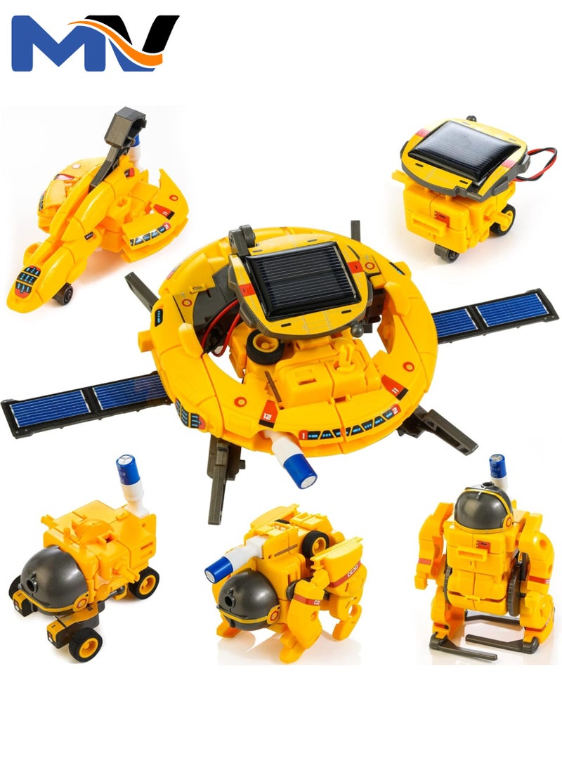 MAGIC VAULT Solar Robot Toys 6 in 1 STEM Projects for Kids Ages 8-12 Science Kits for Boys Solar Power Space Toy Science DIY Gift Educational Experiment Robotics Kit (Yellow)  - Image 1
