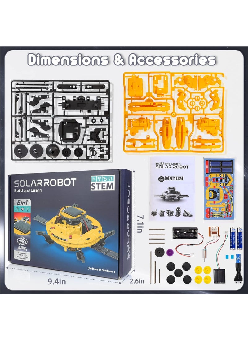 MAGIC VAULT Solar Robot Toys 6 in 1 STEM Projects for Kids Ages 8-12 Science Kits for Boys Solar Power Space Toy Science DIY Gift Educational Experiment Robotics Kit (Yellow)  - Image 5