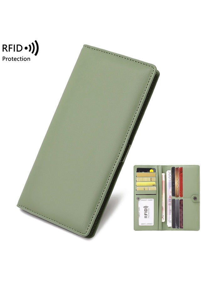 Ultra Slim Wallet for Women, Bifold Leather Ladies Wallet, RFID Wallet, Women RFID Blocking Credit Card Holder for Women, Matcha Green  - Image 1