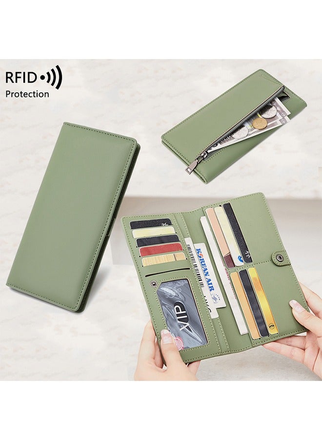 Ultra Slim Wallet for Women, Bifold Leather Ladies Wallet, RFID Wallet, Women RFID Blocking Credit Card Holder for Women, Matcha Green  - Image 2